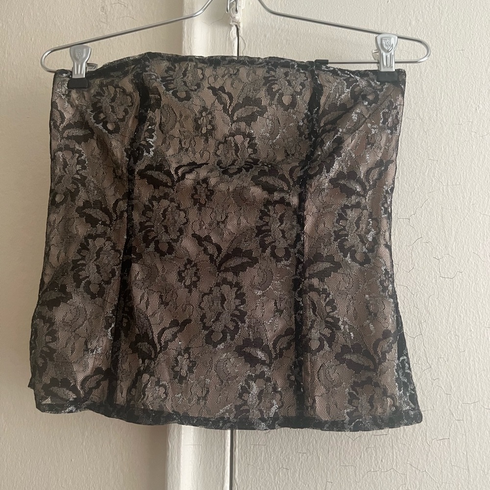 Express Black & Silver Lace Bustier Corset Y2K